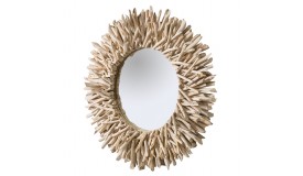 Miroir design rond avec bois flotté - Roy