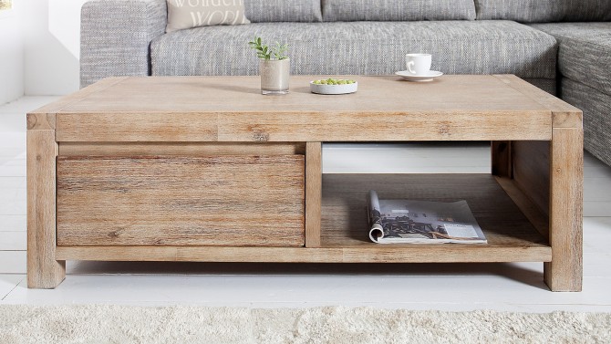 Table de salon en bois avec tiroirs - Osvald