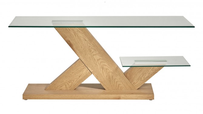 Table basse verre et bois de chêne clair - Penza