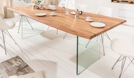 Table à dîner rectangulaire bois et verre - Jaden