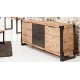 Buffet bois d'acacia industriel 2 portes + 3 tiroirs - Jorg
