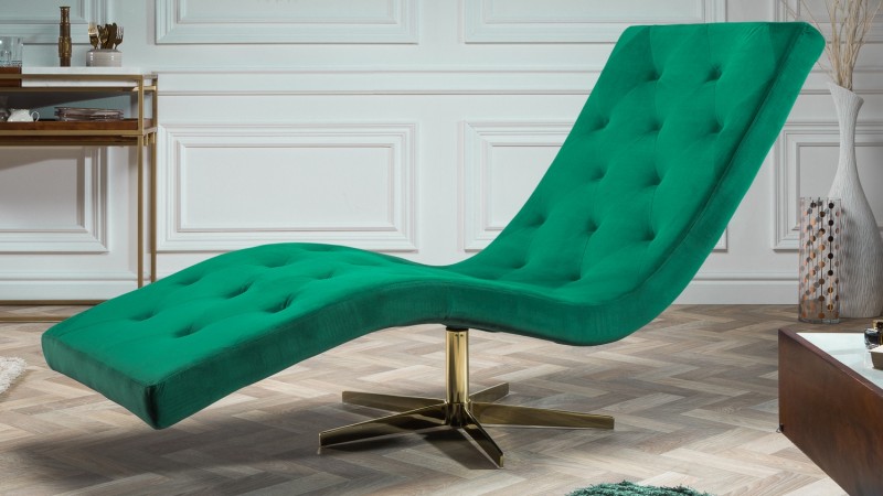 Chaise longue design relax capitonnée en velours Sven - GdeGdesign