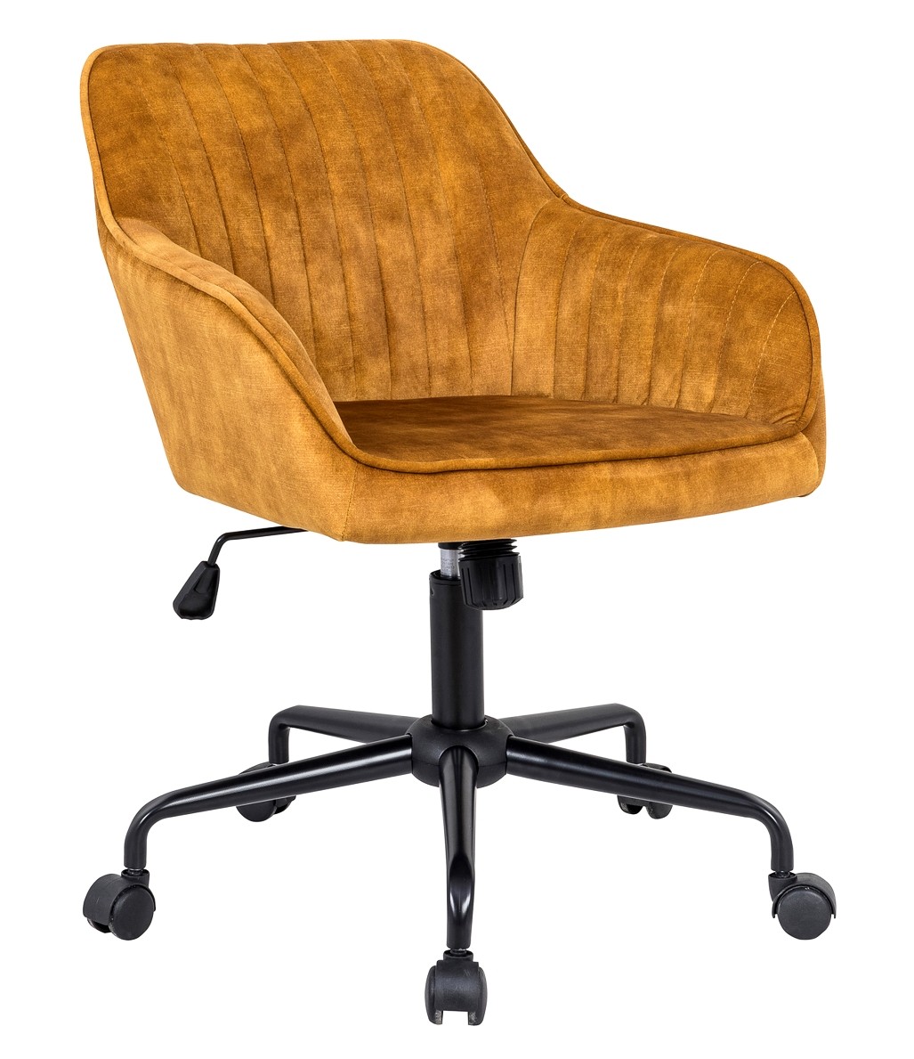 Chaise de bureau design en velours jaune or pour bureau