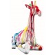 Sculpture multicolore blanc girafon - Zora