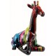 Statue colorée noire girafon - Zora