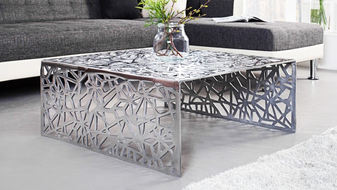 Table basse design en aluminium poli - Clive