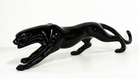 Sculpture guépard design peint noir - Ron