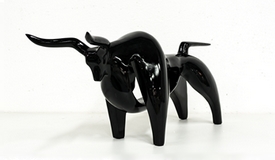 Sculpture taureau design peint noir - Pablo
