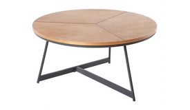 Table de salon ronde bois de chêne et acier - Devon