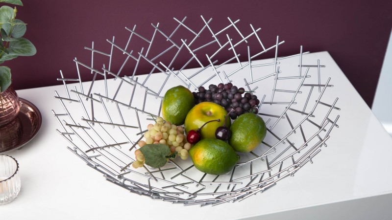 Coupe à fruits design et moderne en métal argenté Diego - GdeGdesign