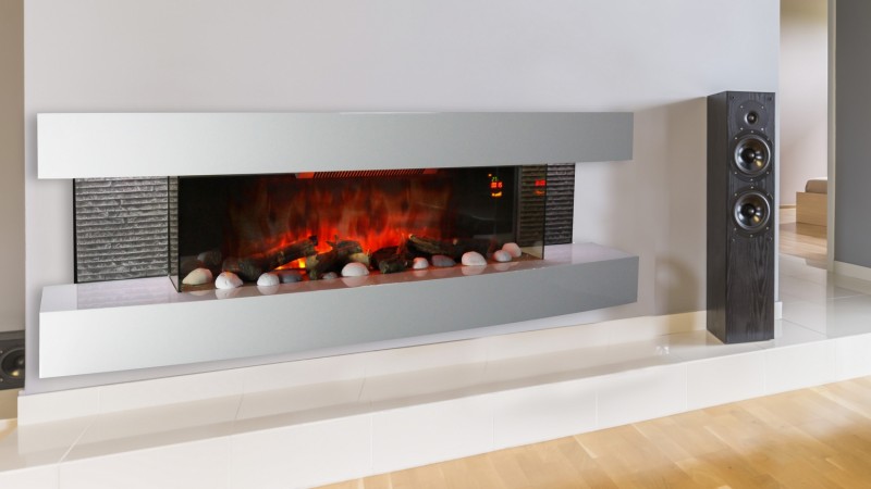 Grande cheminée électrique décorative blanche Lounge 3XL - GdeGdesign