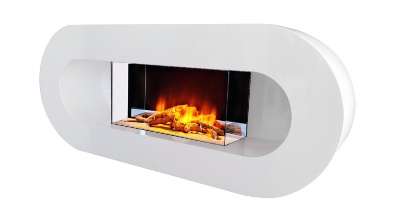 Cheminée décorative électrique en bois laqué blanc Lounge - GdeGdesign