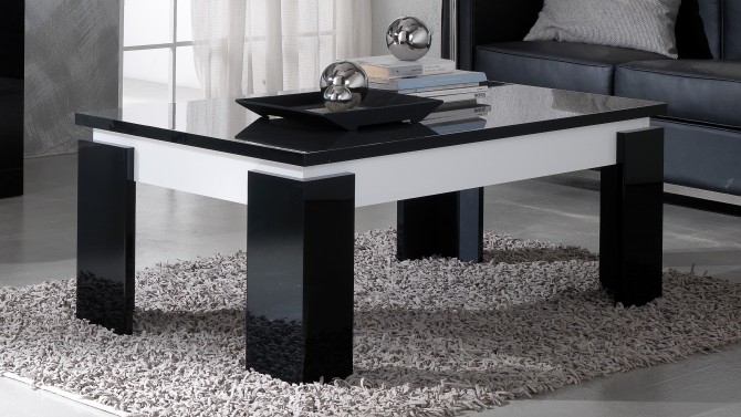 Table basse moderne bicolore noire et blanche - Varsovie