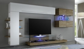Meuble TV mural complet avec LED - Assen