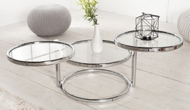 Table basse modulable ronde métal et verre - Oslo