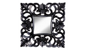 Miroir carré baroque noir mat - Chester II