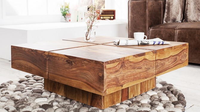 Table carrée de salon en bois massif - Alpena