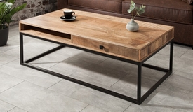 Table basse 1 tiroir bois massif - Jivan