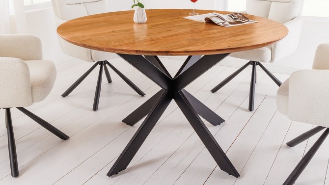 Table ronde bois d'acacia industrielle - Riton