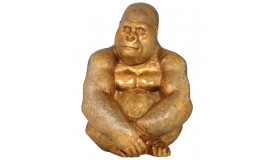 Statue design gorille aluminium doré - Charly