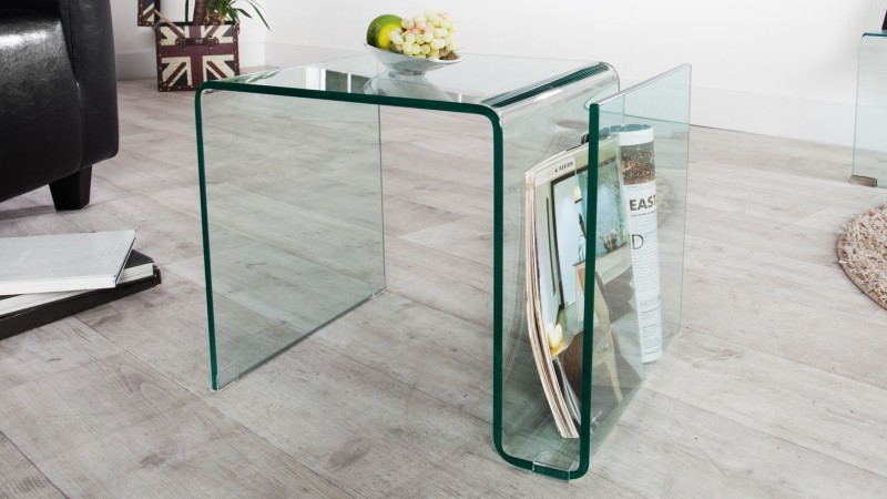 Petite table de rangement verre trempé transparent Julia - GdeGdesign