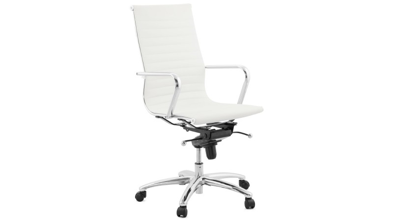Chaise de bureau design blanche en cuir simili Enzo - GdeGdesign