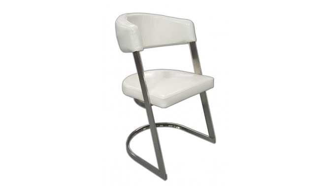 Chaise design en simili cuir blanc - Aron