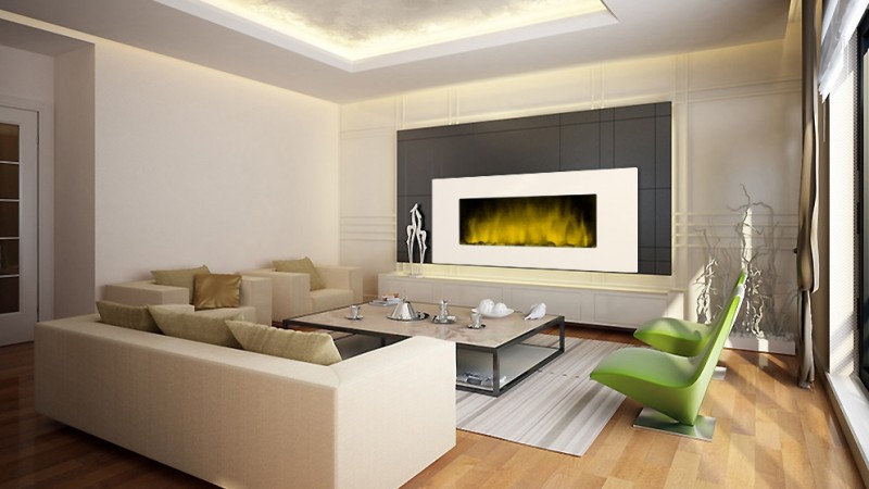 Grande cheminée LED design verre blanc White Loft XXL - GdeGdesign