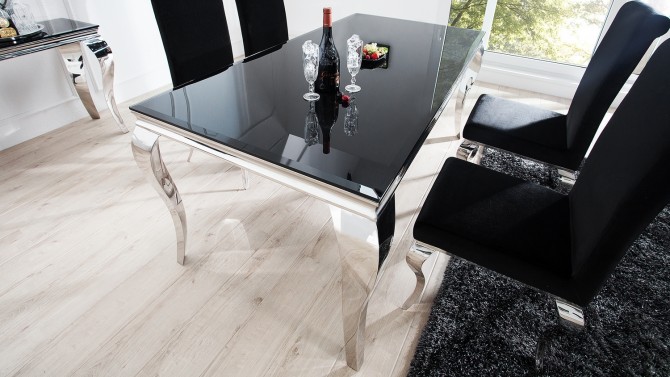 Table de salle à manger baroque plateau marbre blanc Zita - GdeGdesign