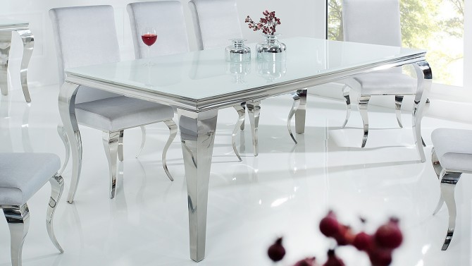 Table de salle à manger baroque blanche - Zita