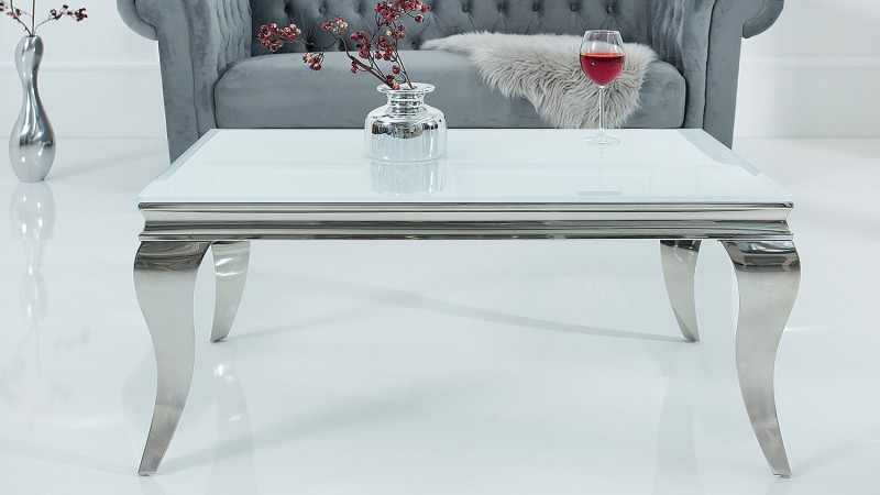 Table de salle à manger baroque plateau marbre blanc Zita - GdeGdesign