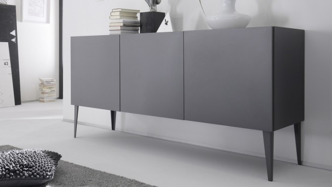 Bahut design gris mat 3 portes - Ivo
