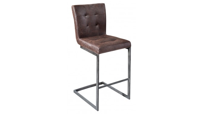 Chaise de bar cuir vieilli marron - Frauke