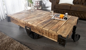Table basse industrielle en bois de manguier - Harry