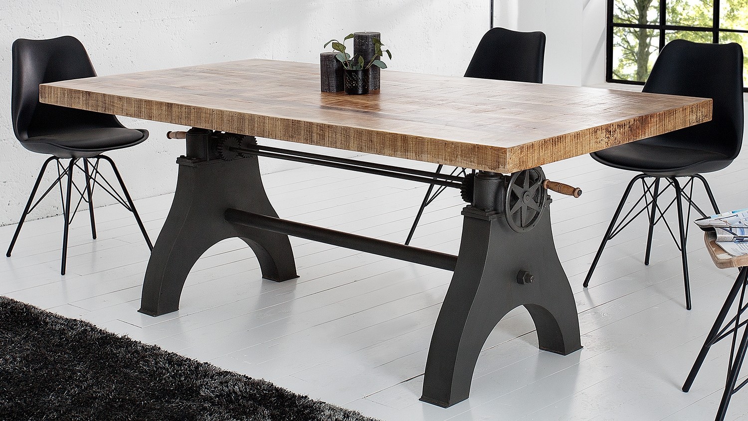 Table à manger rectangulaire industriel bois massif Taylor - GdeGdesign