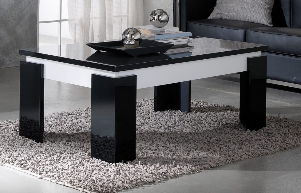 Table basse moderne bicolore noire et blanche - Varsovie